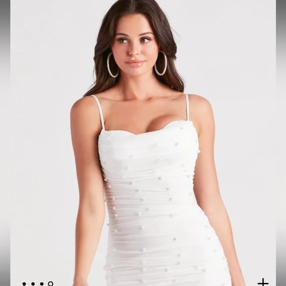 Kristen Faux Pearl Mini Party Dress - Picture 2 of 6